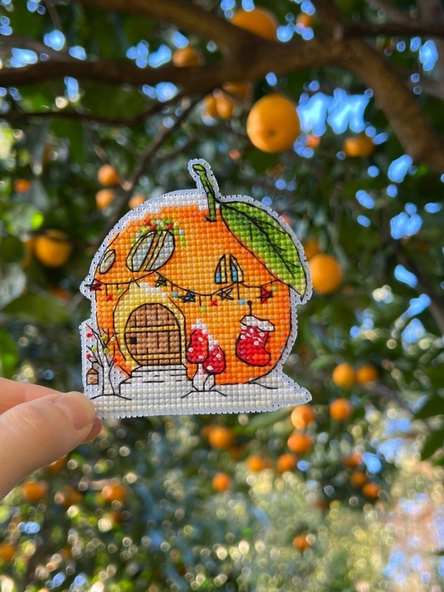 Orange House Cross Stitch Pattern фото 5