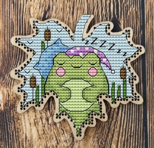 Sleeping Frog Cross Stitch Pattern фото 1
