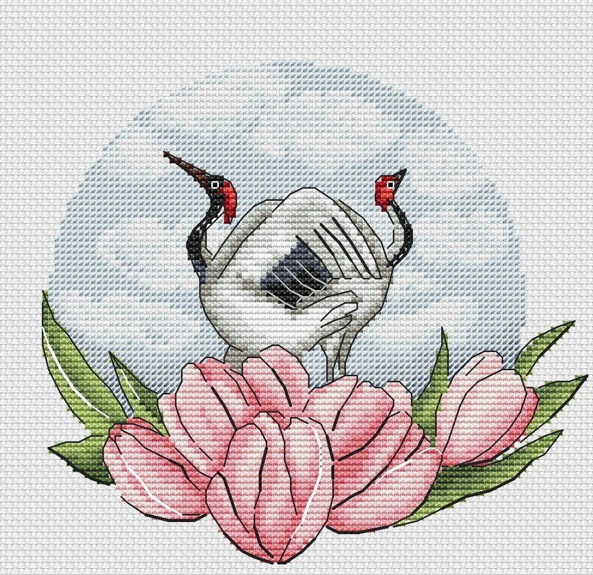 Spring Song. Cranes Cross Stitch Pattern фото 1