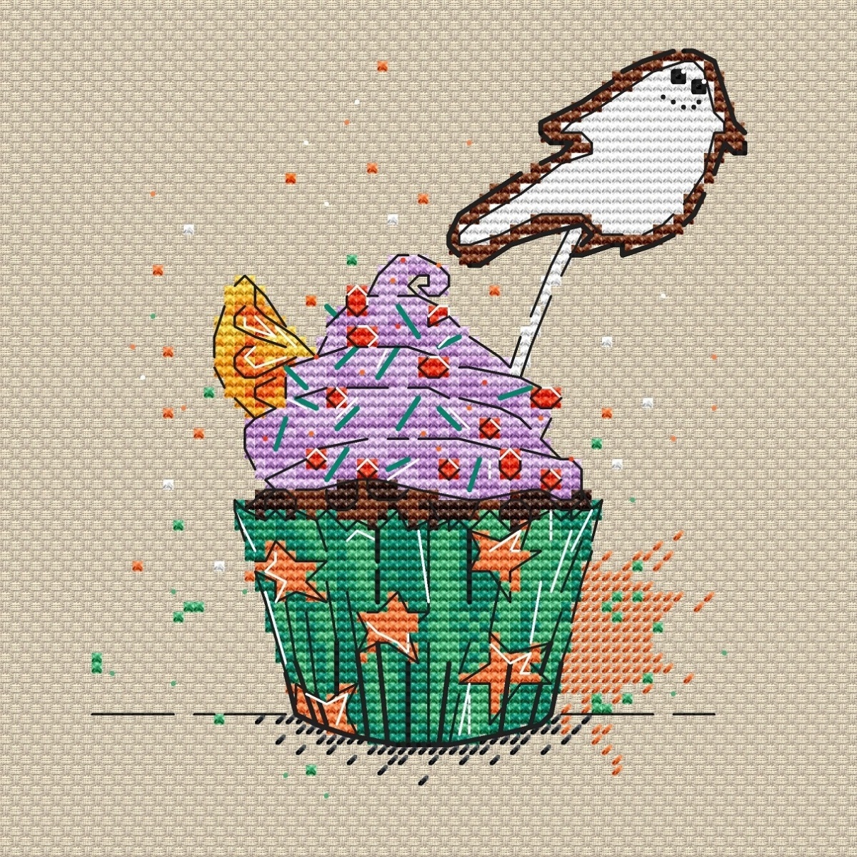 Witch Sweets. Funny Ghost Cross Stitch Pattern фото 1