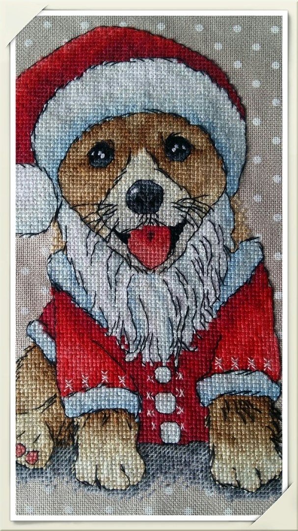 Santa's Puppy Cross Stitch Pattern фото 2