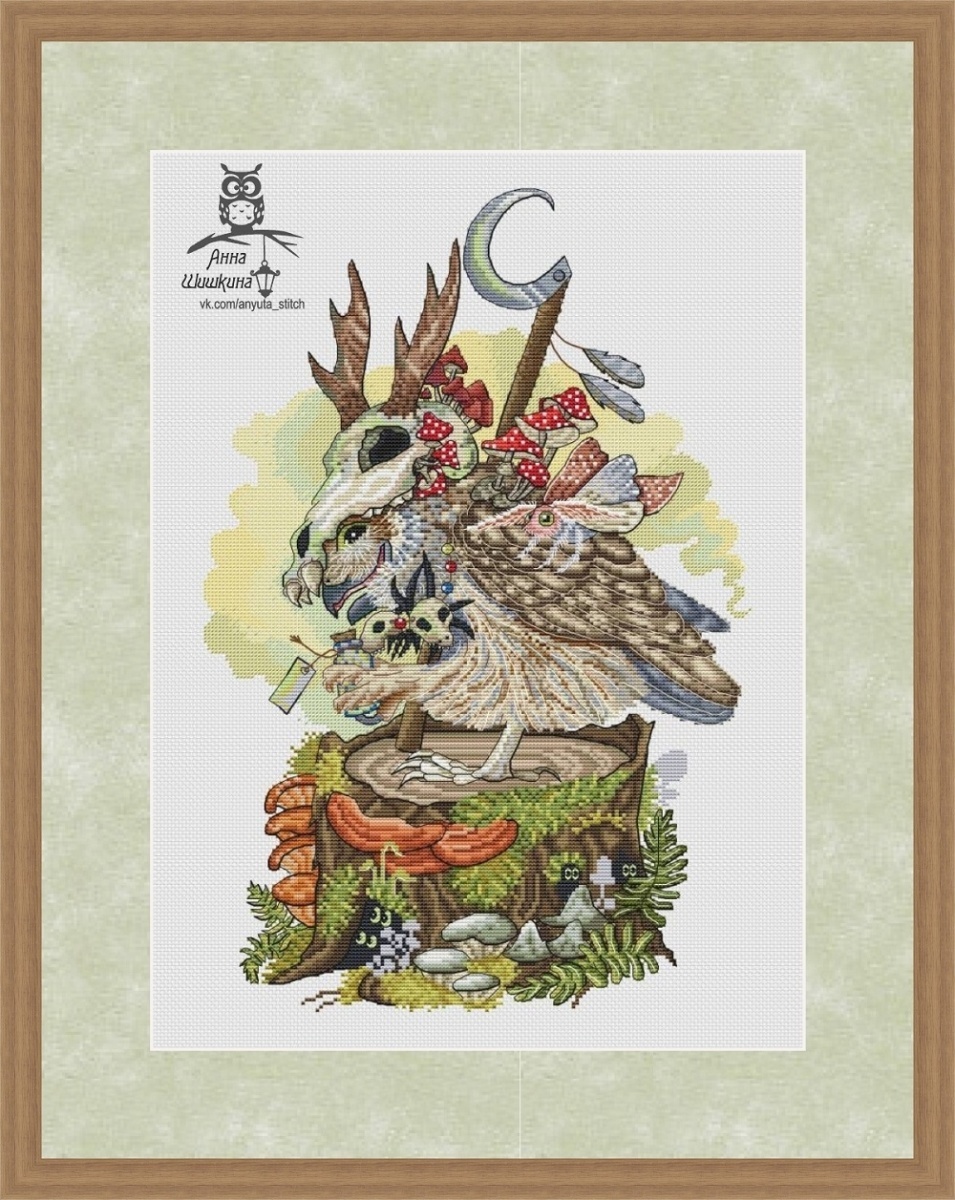 Owl Shaman Cross Stitch Pattern фото 1