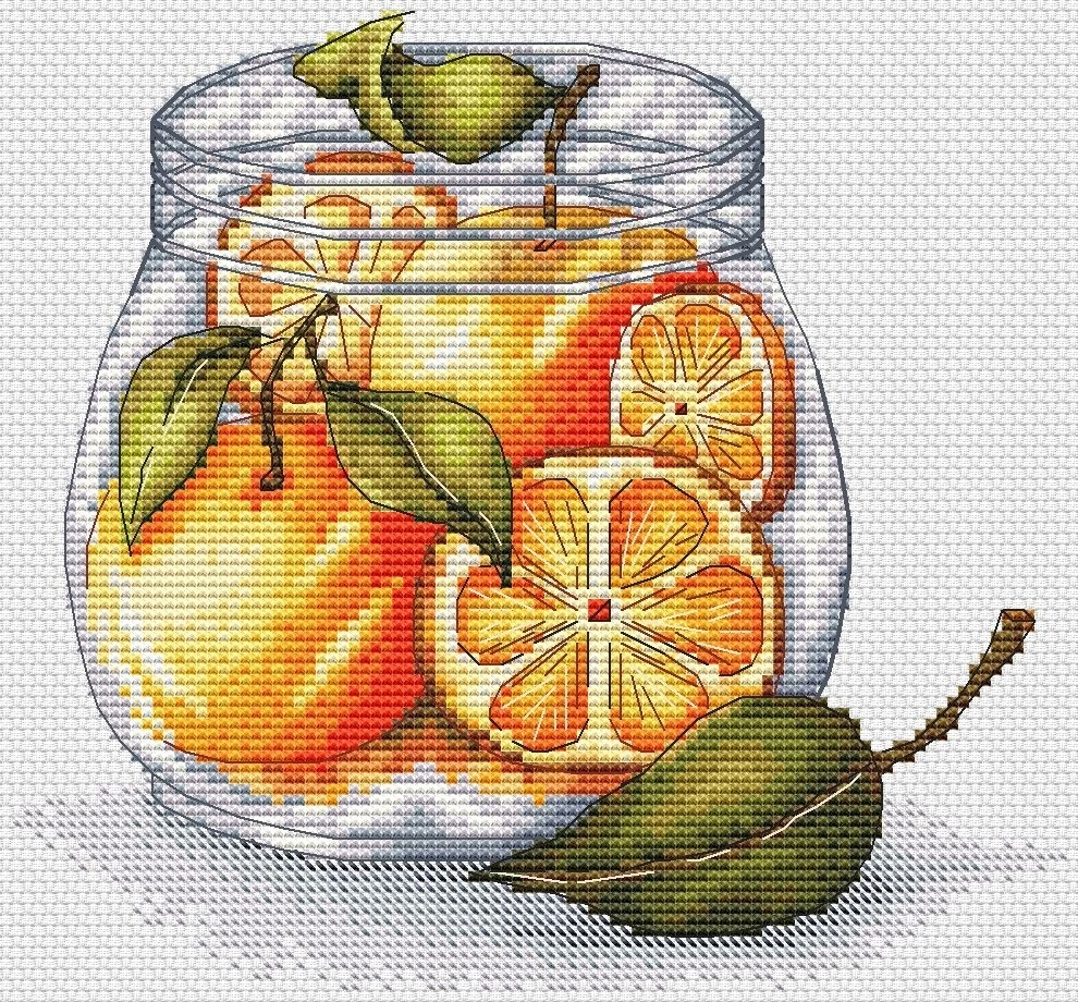 Oranges in a Jar Cross Stitch Pattern фото 1