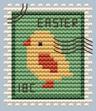 Easter Chick Postage Stamp Cross Stitch Pattern фото 1