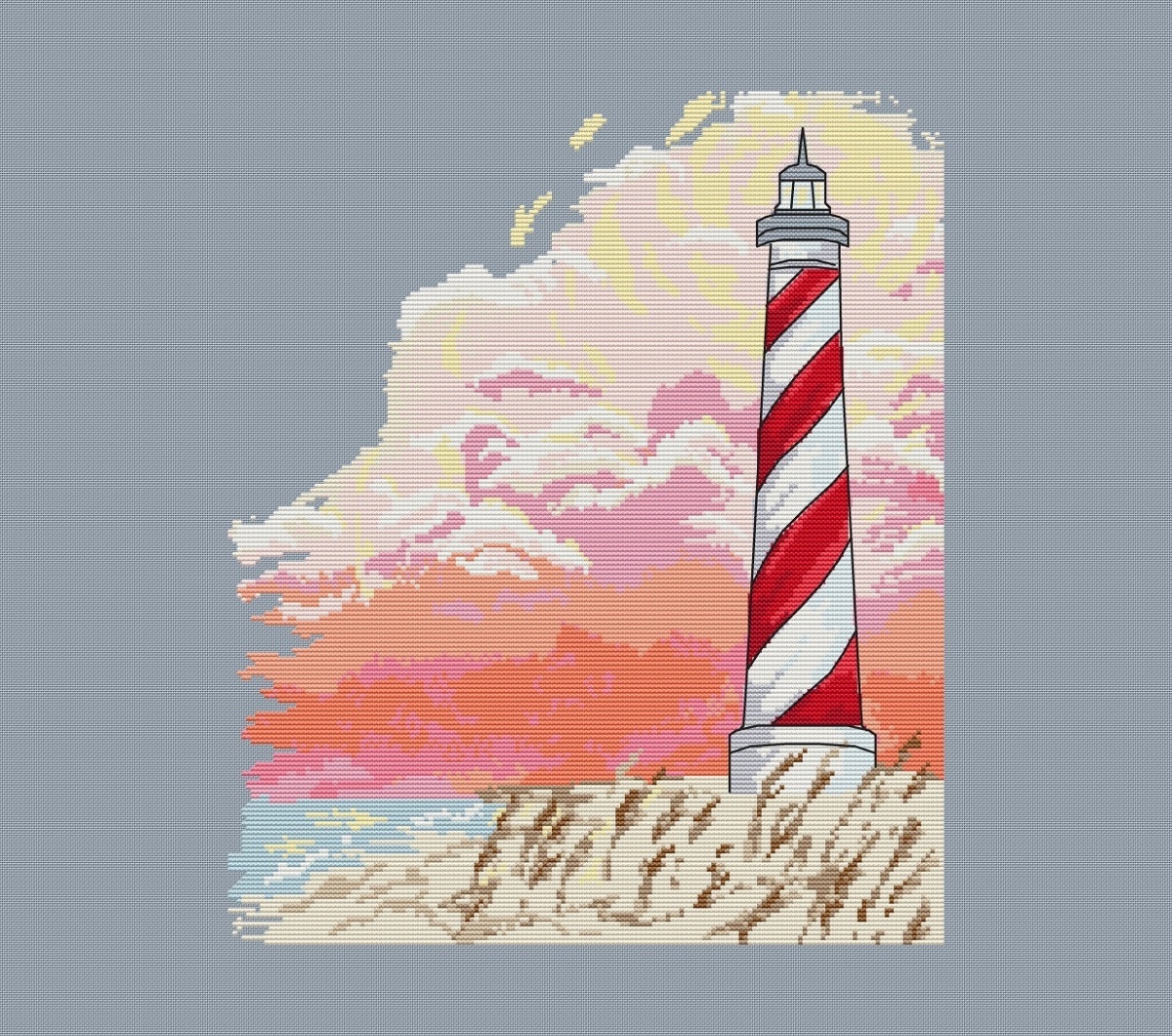 Pink Lighthouse Cross Stitch Pattern фото 3
