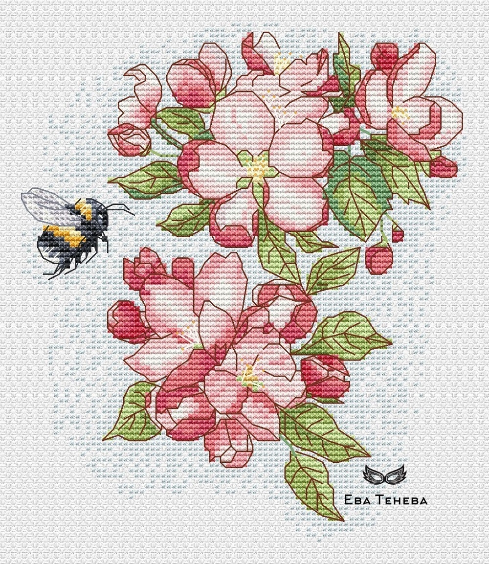 Apple Season. Blossom Cross Stitch Pattern фото 1