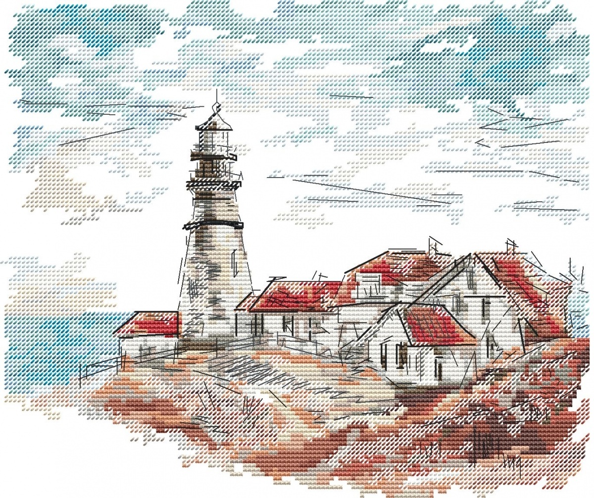 Old Lighthouse in the Village Cross Stitch Pattern фото 8