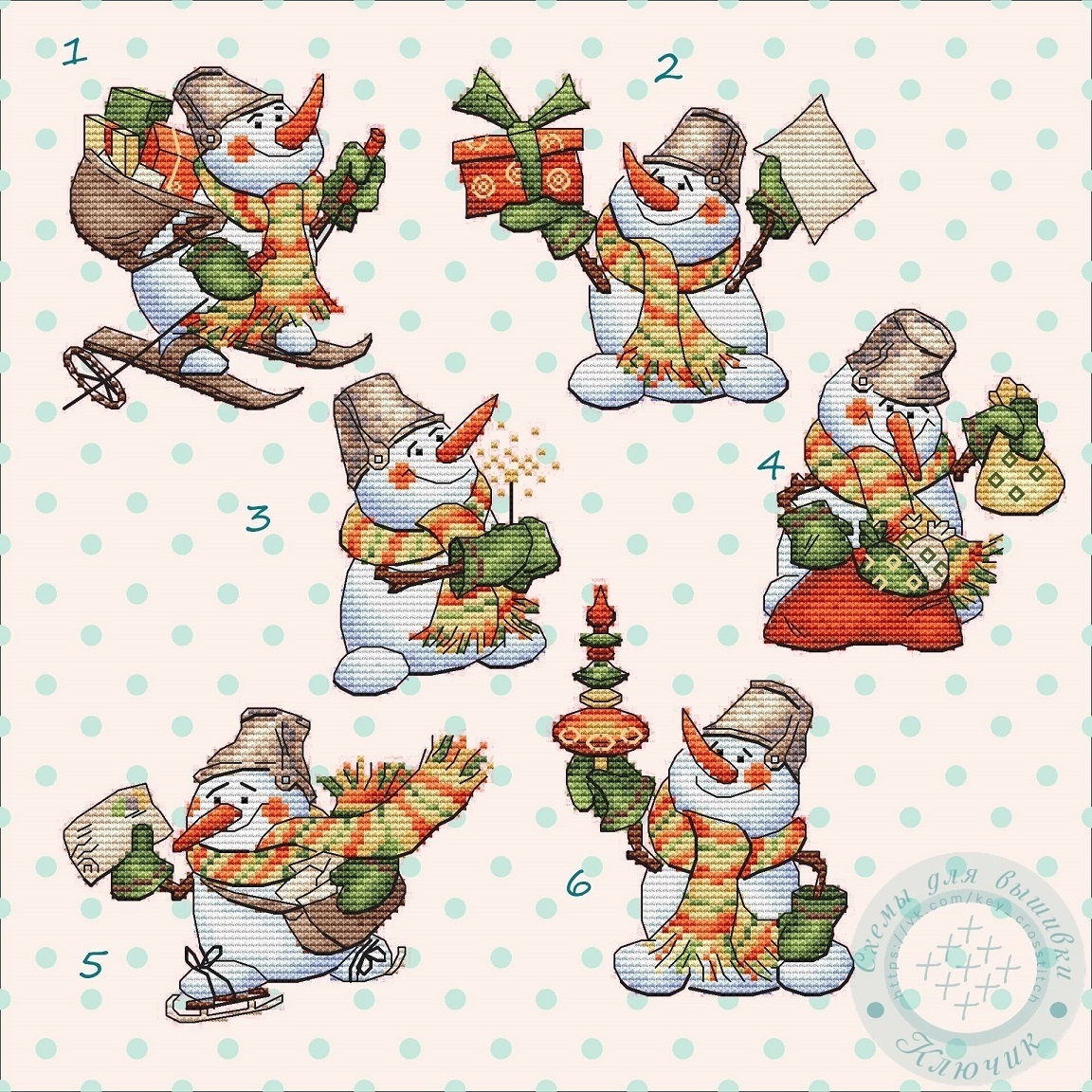 Snowmen Set Cross Stitch Pattern фото 1
