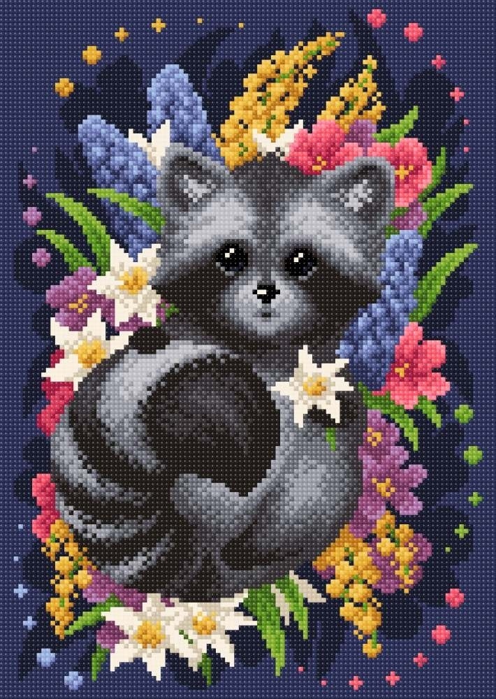 Spring Raccoon Diamond Painting Kit фото 1