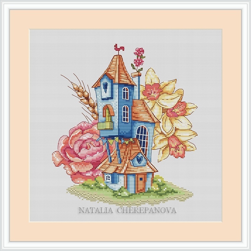 A House in Flowers Cross Stitch Pattern фото 1