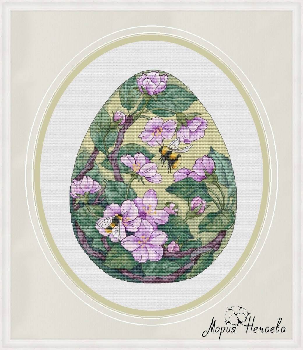 Apple Blossom and Bumblebees Cross Stitch Pattern фото 1