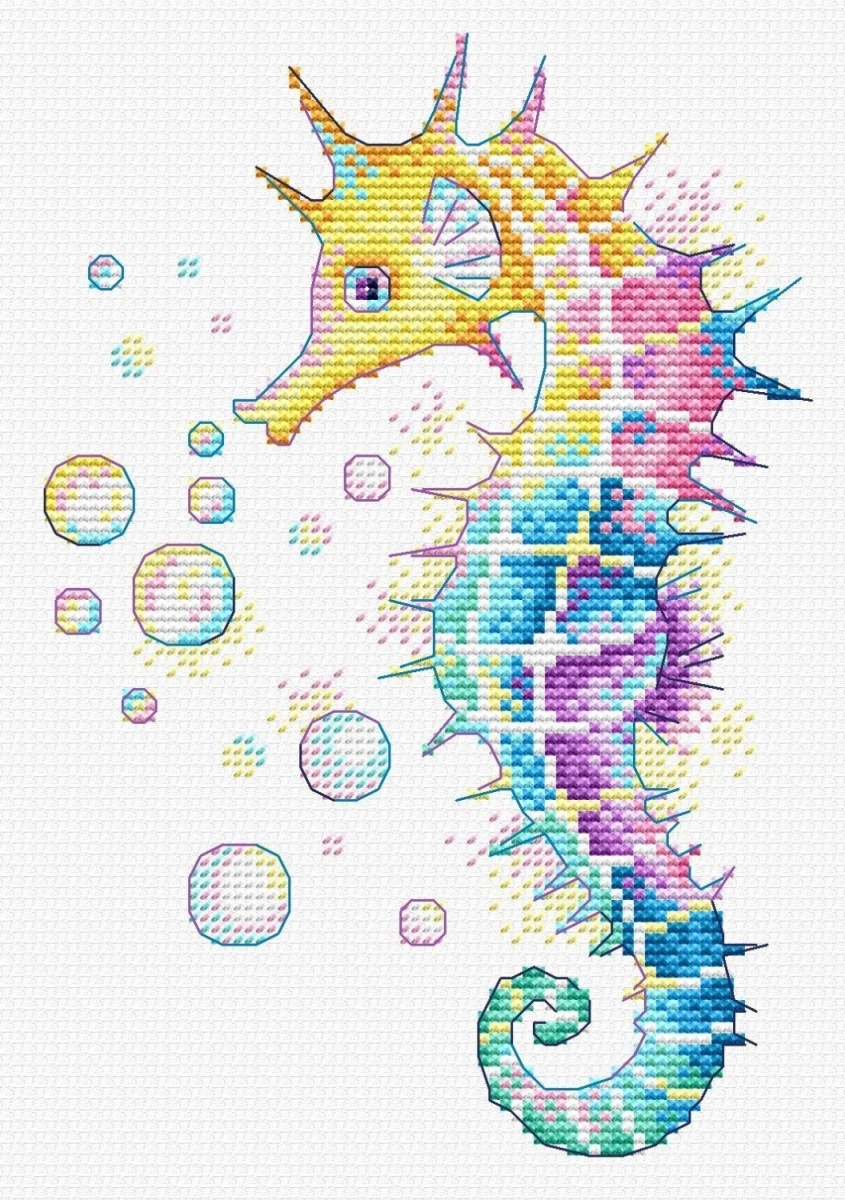 Rainbow Seahorse Cross Stitch Kit фото 1