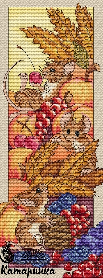 Mouse Panel. Bountiful Harvest Cross Stitch Pattern фото 1