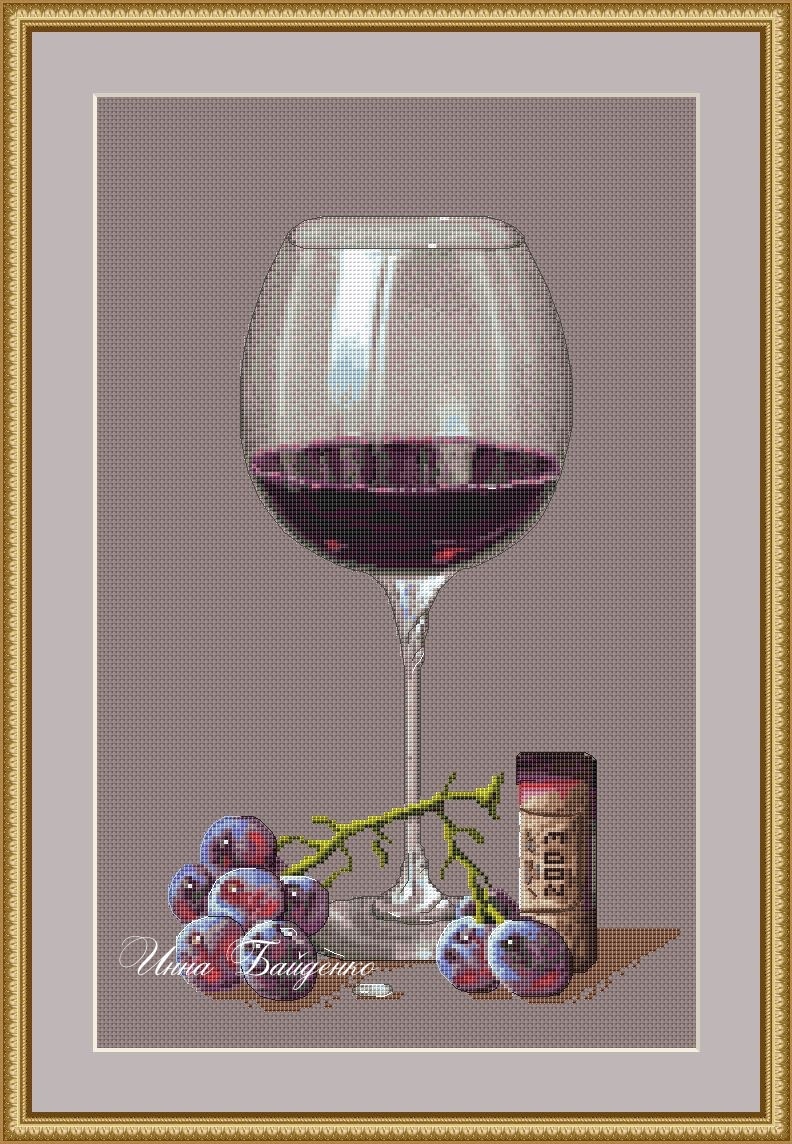 A Glass of Wine Cross Stitch Pattern фото 1