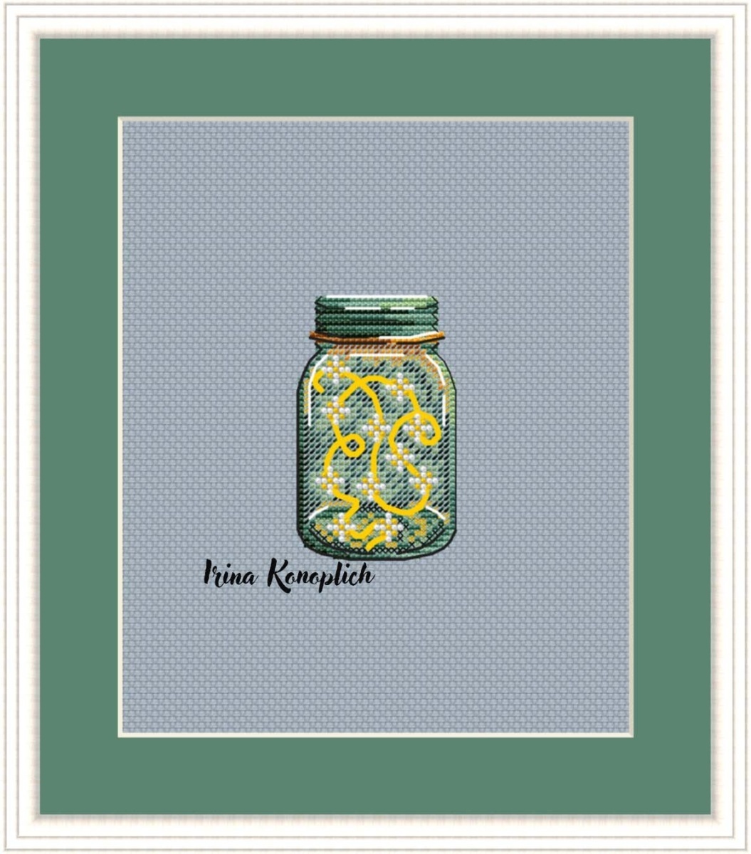 Jar with Fairy Lights Cross Stitch Pattern фото 1