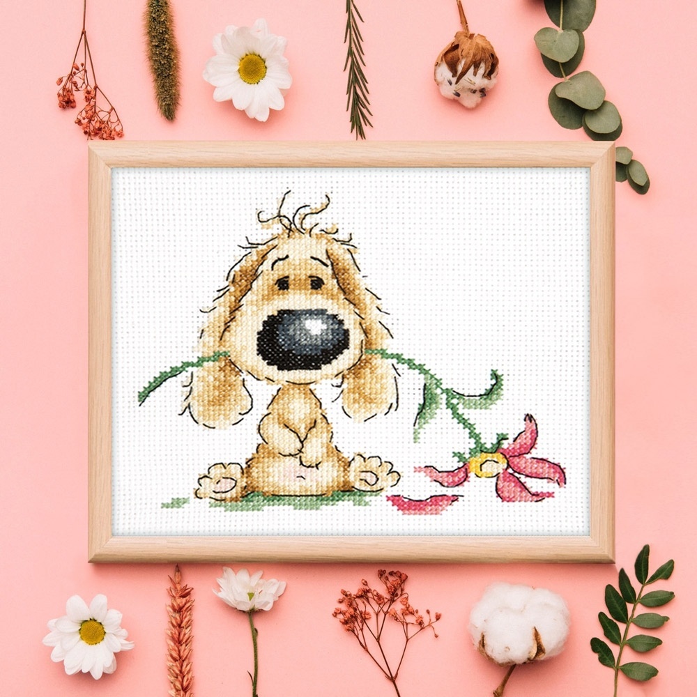 Puppy and Flower Cross Stitch Kit фото 3