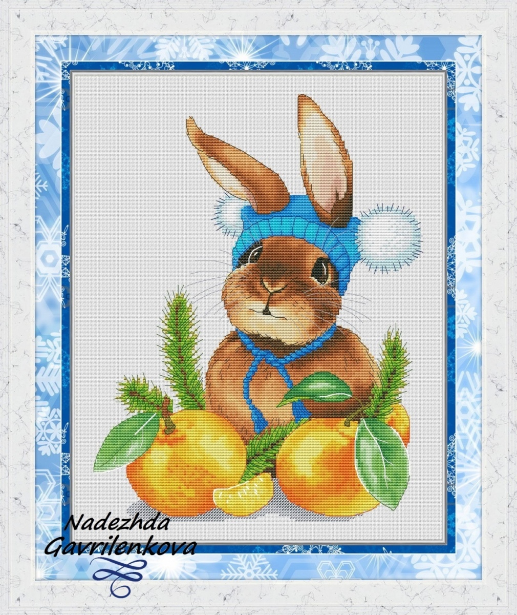 Christmas Bunny Cross Stitch Pattern фото 1