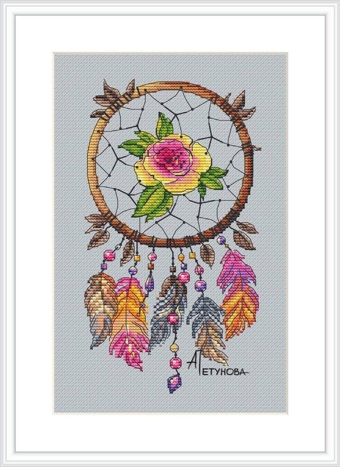 Flower Dreamcatcher Cross Stitch Pattern фото 1