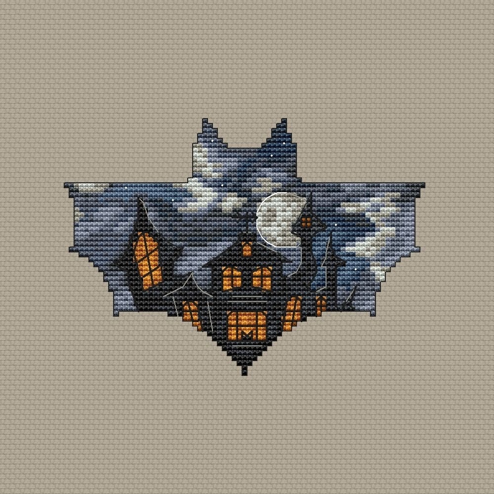 Old Vampire Castle Cross Stitch Pattern фото 1