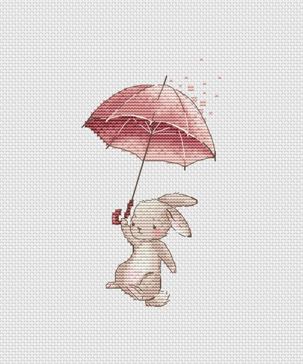 The Bunny with an Umbrella Cross Stitch Pattern фото 1