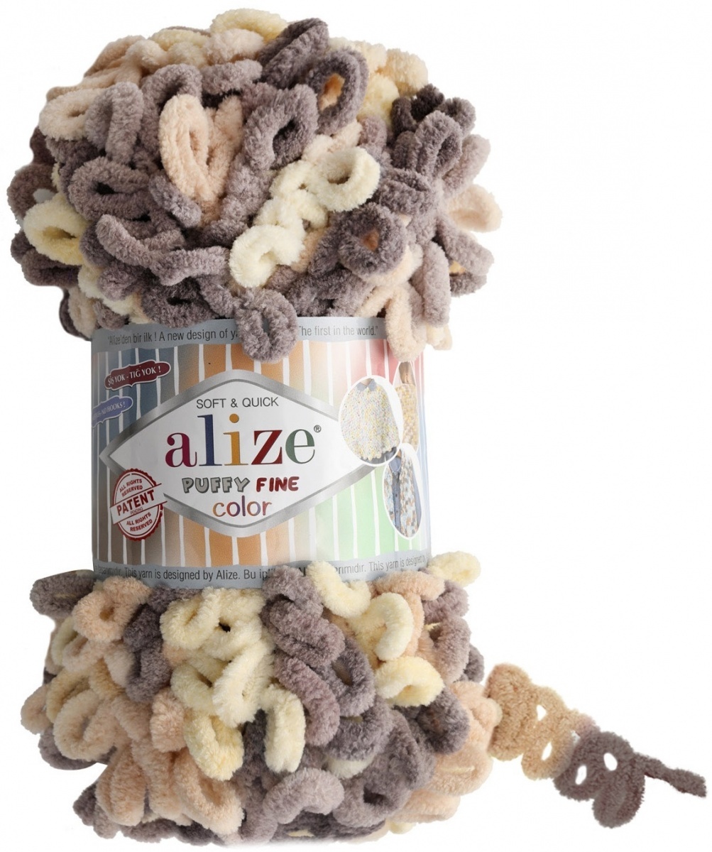 Alize Puffy Fine Color, 100% Micropolyester 5 Skein Value Pack, 500g фото 9