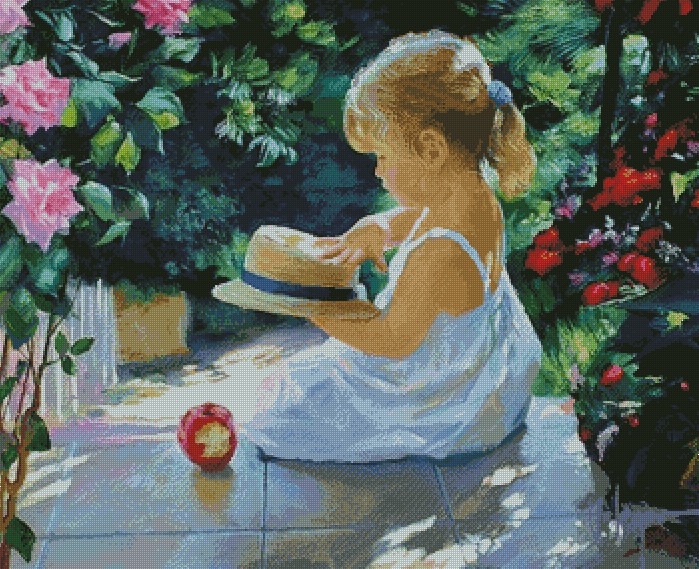 Girl with a Hat Cross Stitch Pattern фото 1