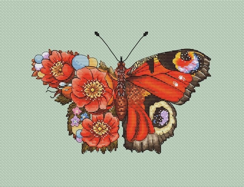 Red Butterfly Cross Stitch Pattern фото 4