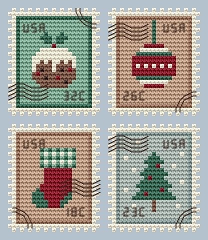 Christmas Postage Stamp Cross Stitch Pattern фото 1