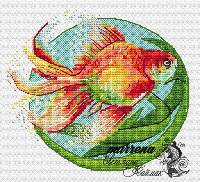 Golden Fish Cross Stitch Pattern фото 1