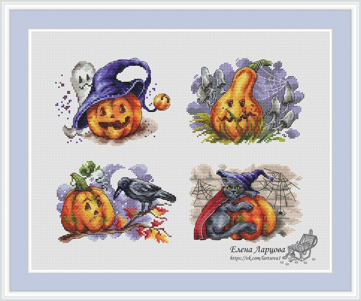 Scary Pumpkins Cross Stitch Pattern фото 1