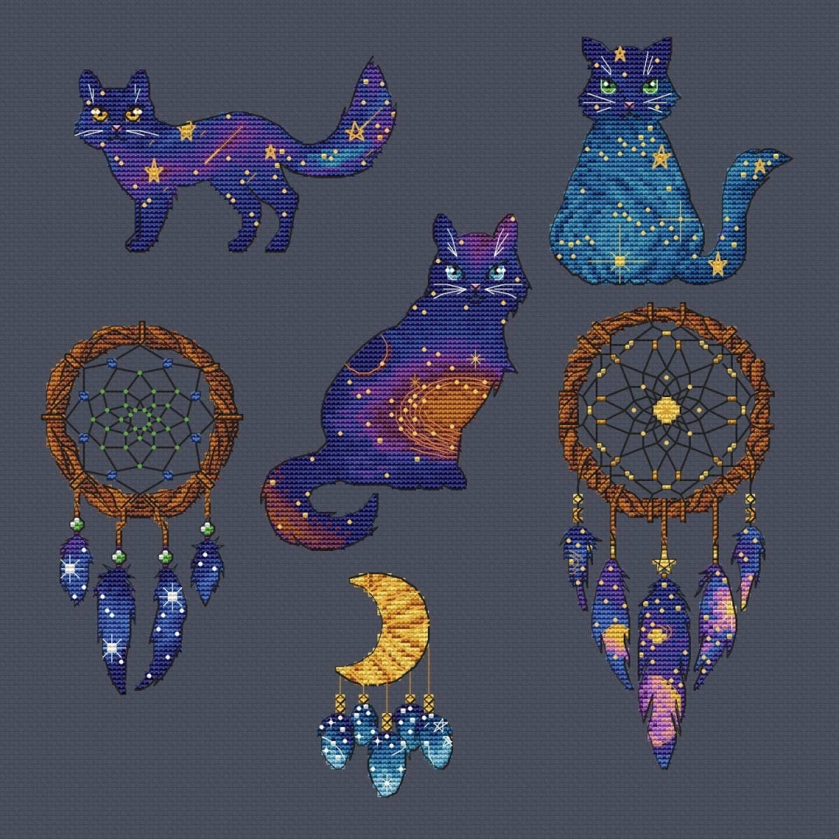 Star Cats Set Cross Stitch Pattern фото 4