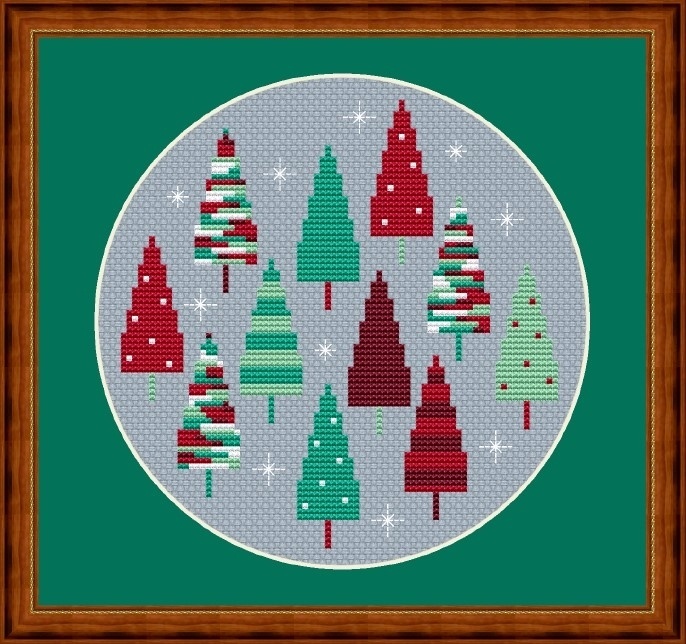 Winter Trees Cross Stitch Pattern фото 1