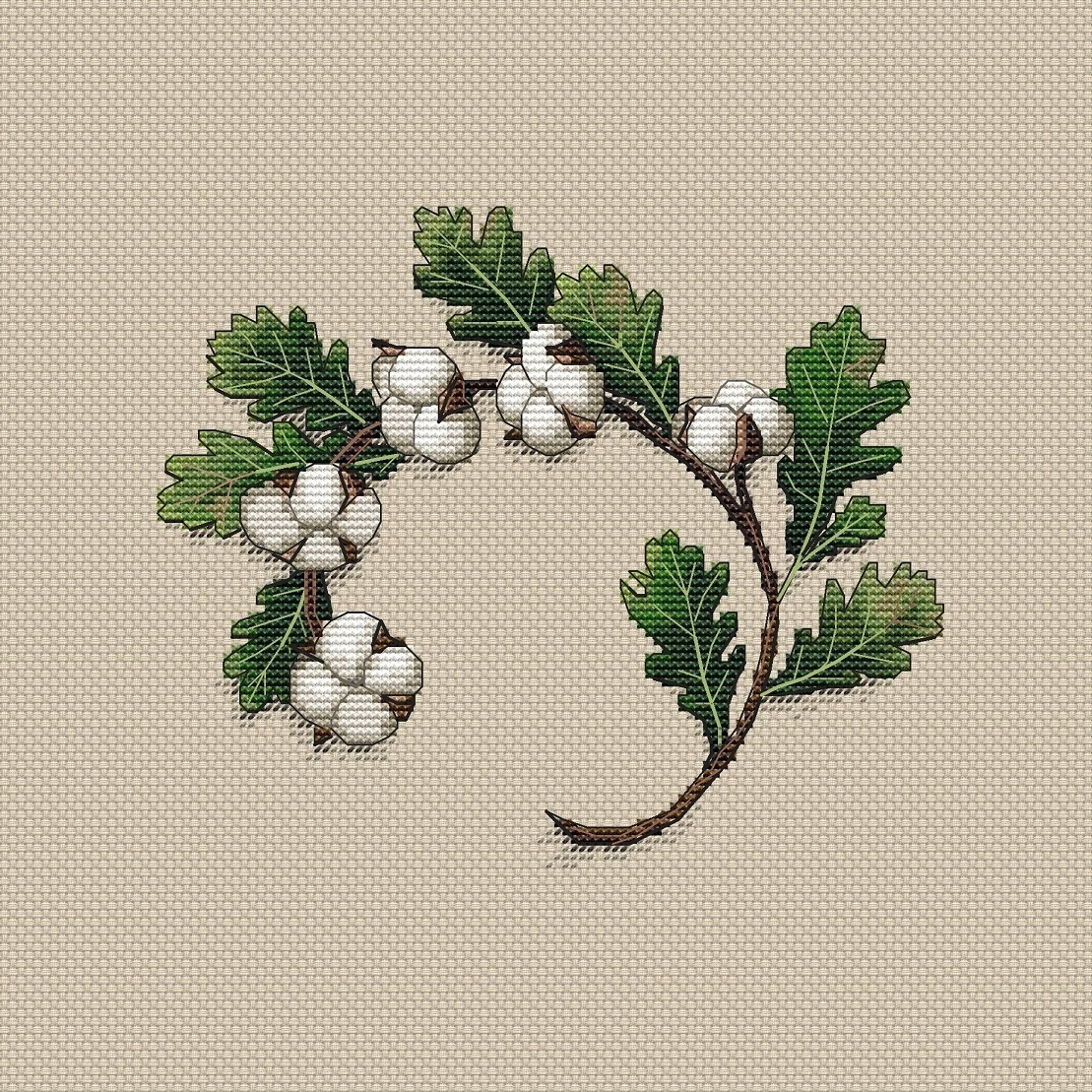 Oak and Cotton Cross Stitch Pattern фото 2