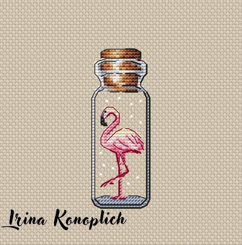 Bottles. Flamingo Cross Stitch Pattern фото 1