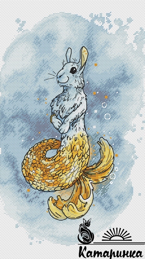 Hare Mermaid Cross Stitch Pattern фото 1