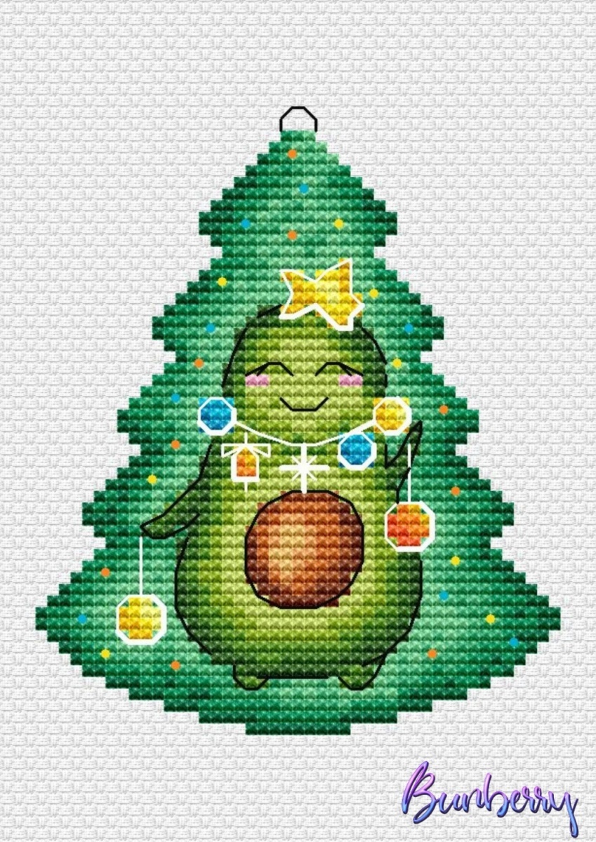 Christmas Avocado Cross Stitch Pattern фото 1