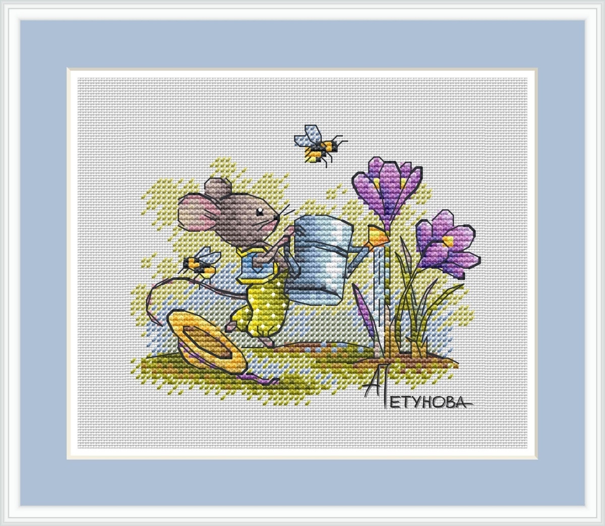 Spring Mice. Honey Crocuses Cross Stitch Pattern фото 1