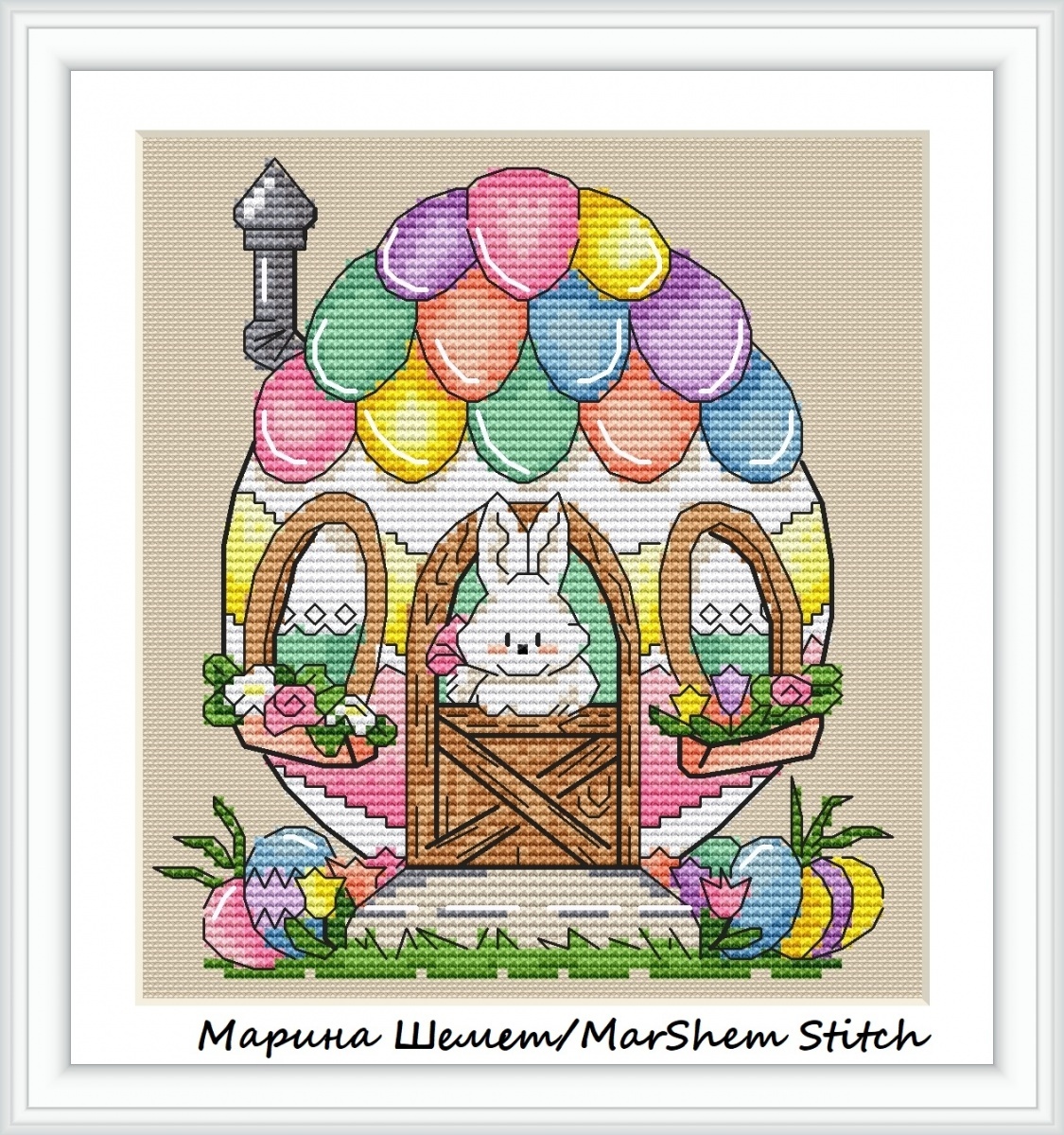 Easter Bunny's House Cross Stitch Pattern фото 2