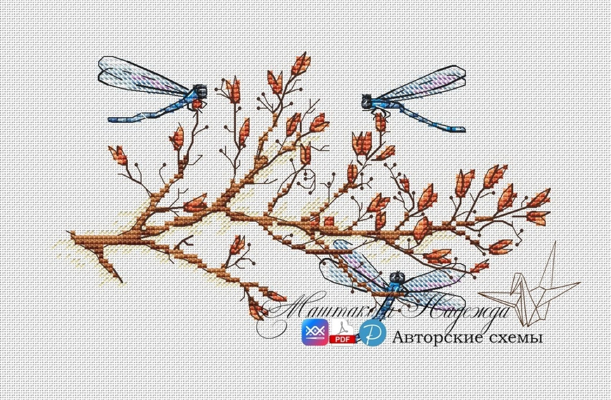Dragonflies have Arrived Cross Stitch Pattern фото 1