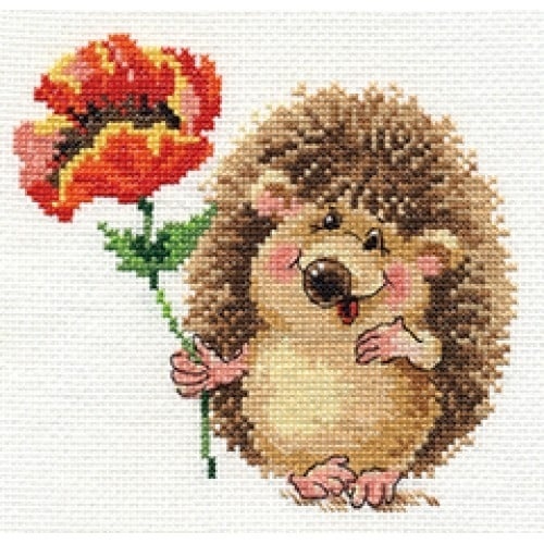 Hedgehog with Poppy Cross Stitch Kit фото 1
