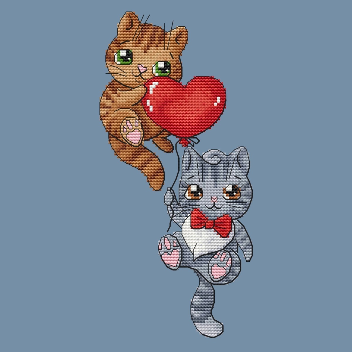 Cats with a Balloon Cross Stitch Pattern фото 3