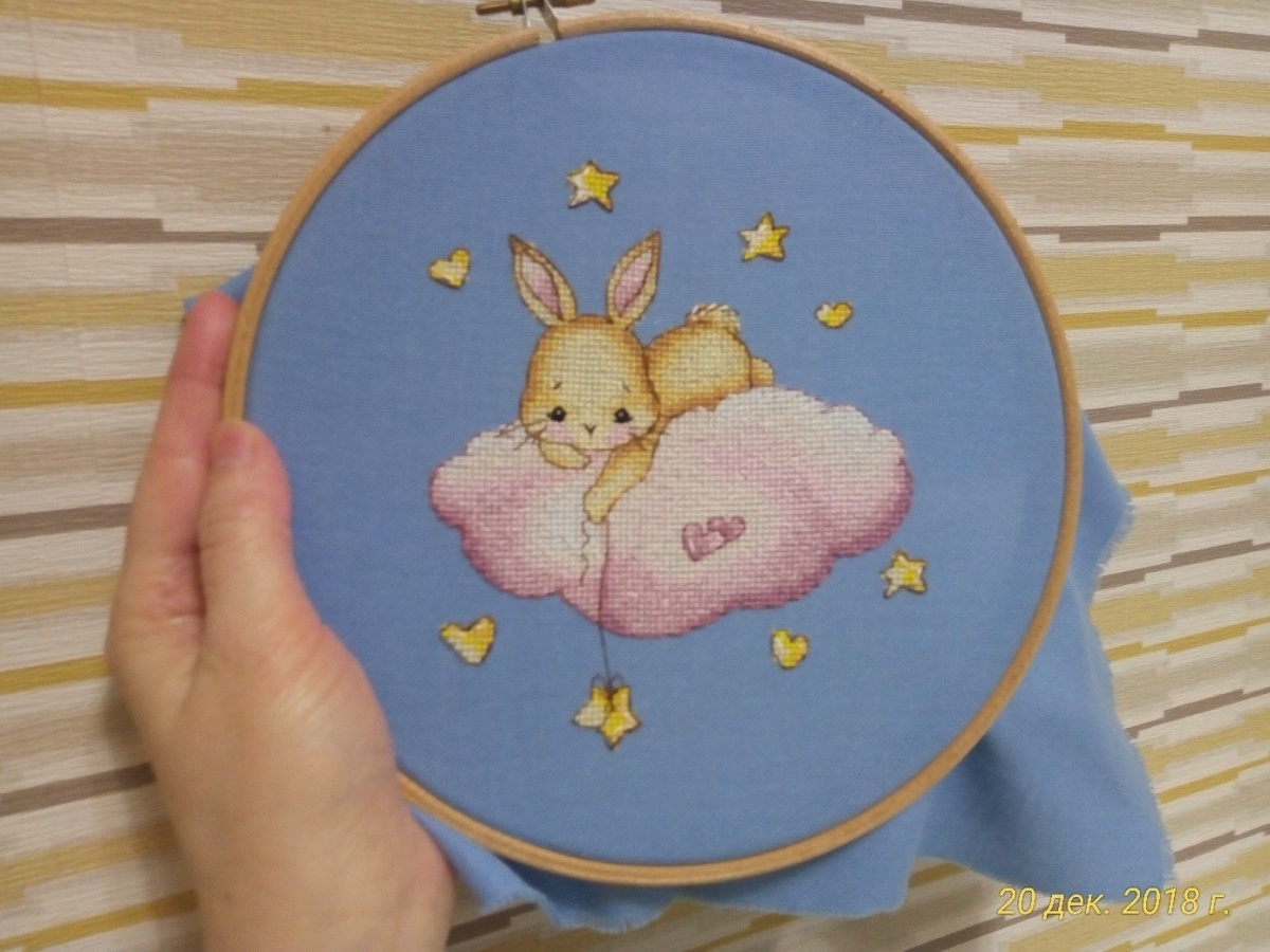 Bunny on a Cloud Cross Stitch Pattern фото 3