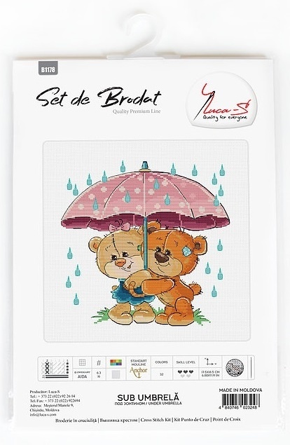 Teddy-Bears Under Umbrella Cross Stitch Kit фото 2
