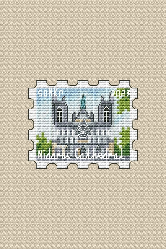 Nidaros Cathedral Postage Stamp Cross Stitch Pattern фото 1