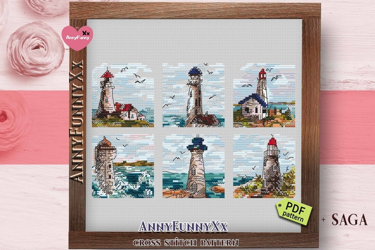 Lighthouse Miniatures Set Cross Stitch Pattern фото 10