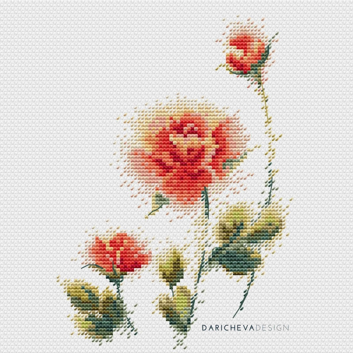 Rose Buds Cross Stitch Pattern фото 1