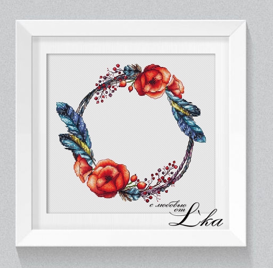 A Poppy Wreath Cross Stitch Chart фото 1