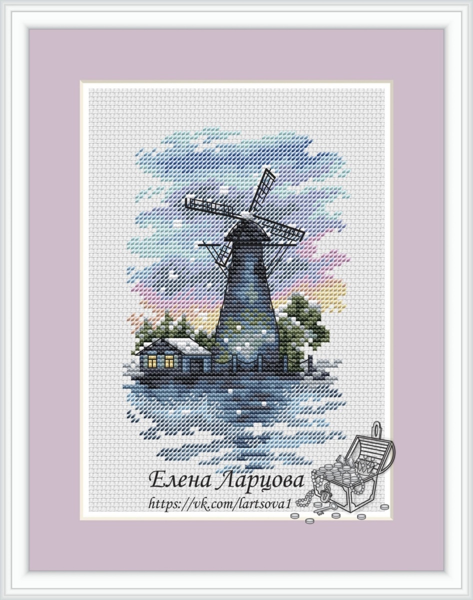 Old Windmill Cross Stitch Pattern фото 1