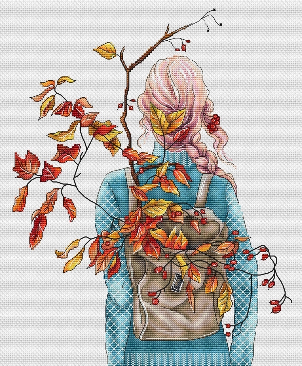 Autumn in a Backpack Cross Stitch Pattern фото 1