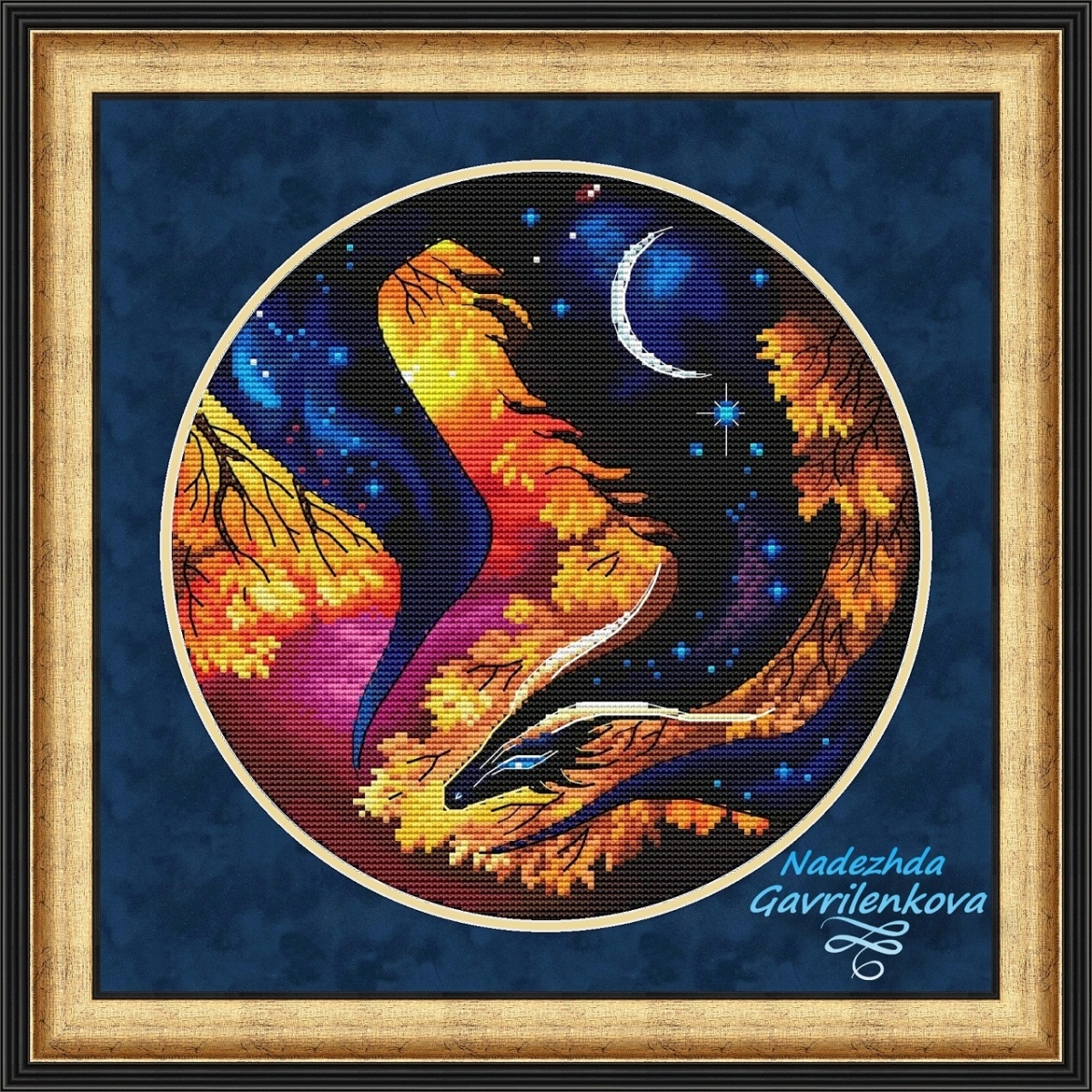 Dragon of the Night Cross Stitch Pattern фото 1